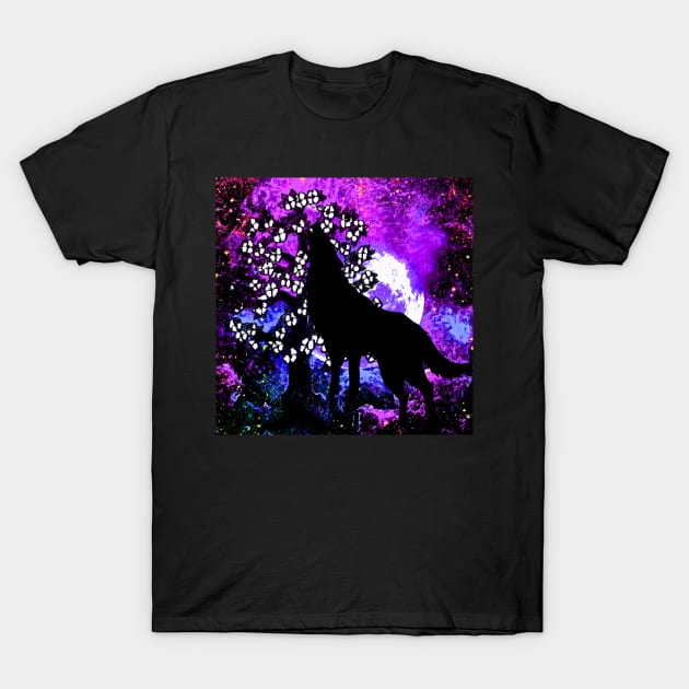 CELESTIAL WOLF OF THE NIGHT T-Shirt by Overthetopsm